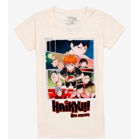 Haikyu 2nd season Anime beige cream short sleeve graphic tee womens size Medium - Picture 1 of 6